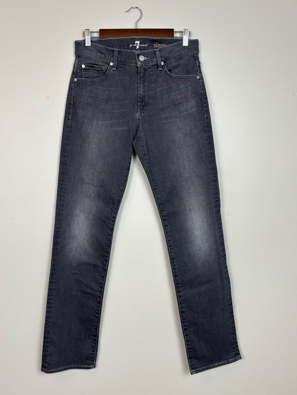 7 For All Mankind Jeans Mens 29 Charcoal Slimmy‎ Straight Leg Denim